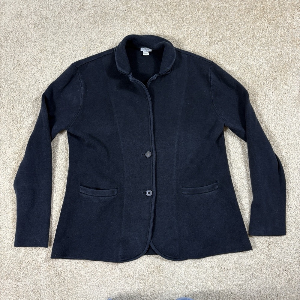 J. Crew Sweater Blazer Women's Large Black Career G9309 100% Cotton